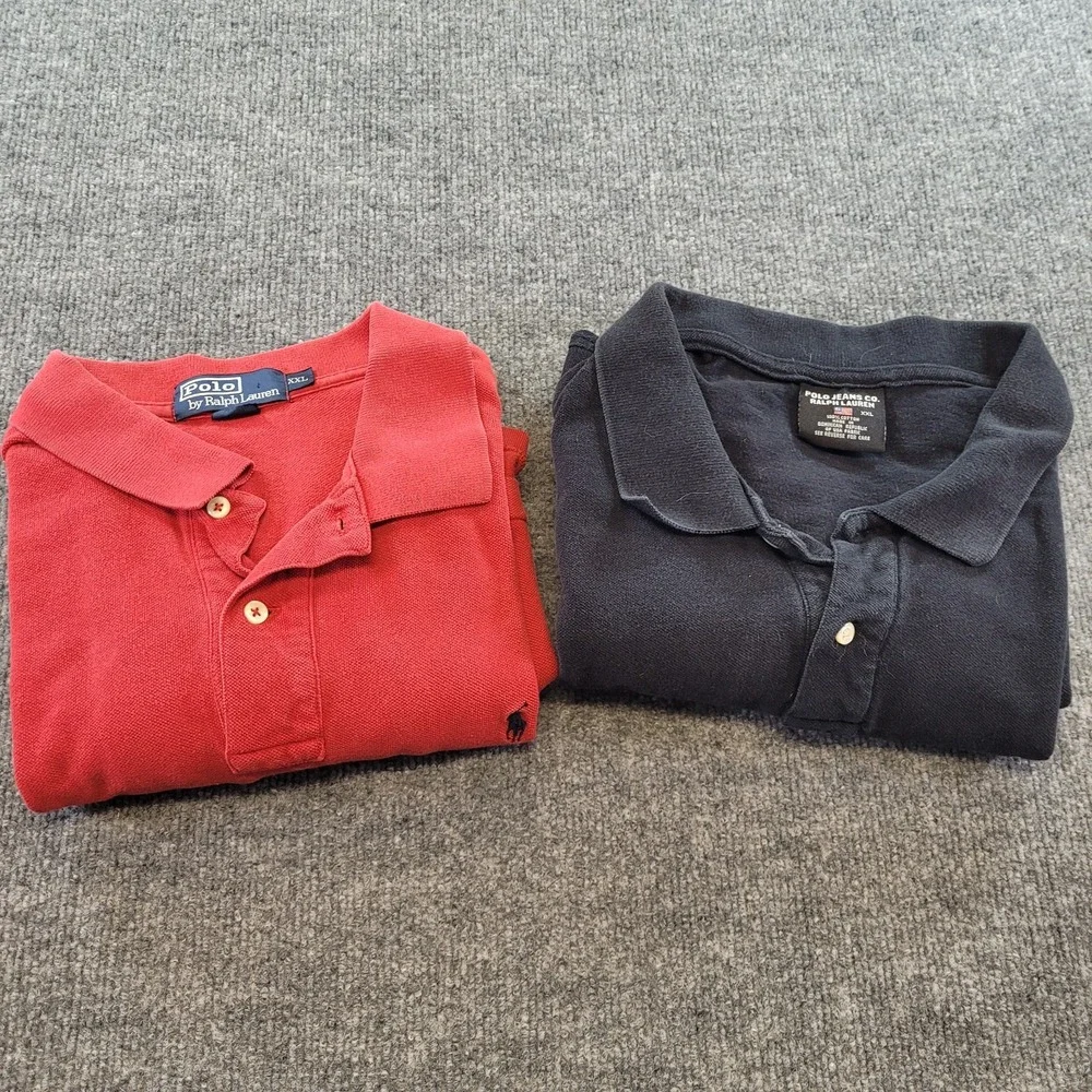 Lot of 2 Polo Ralph‎ Lauren Y2K Solid Polo Shirts XXL